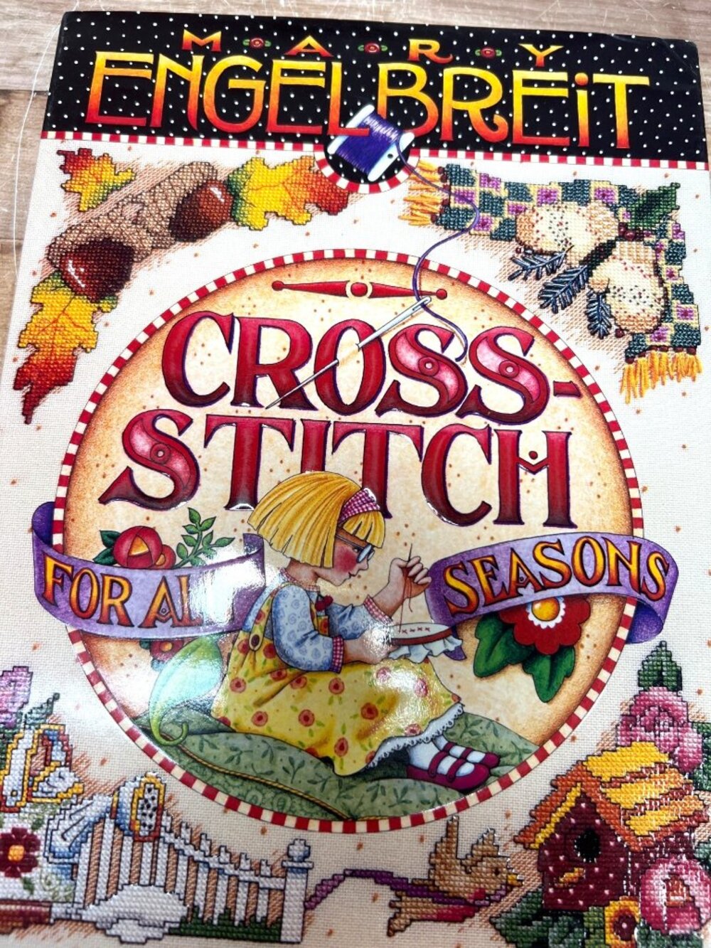 Mary Engelbreit Cross-Stitch Patterns For All Seasons Book With Colorful Designs